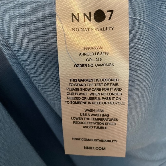 Nn07 light blue Arnold long sleeve pocket tshirt - Picture 8 of 10